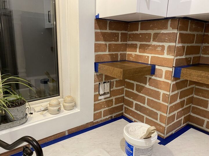 german schmear brick backsplash, Taping