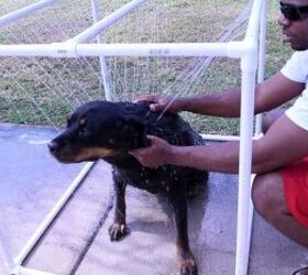 s 27 seriously cute diys every dog owner should see, Easy DIY PVC Outdoor Dog Shower