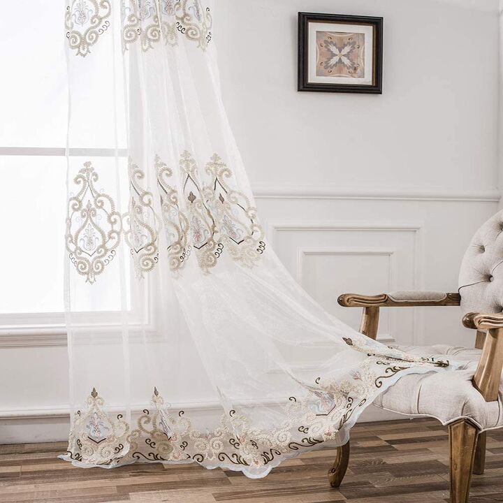 s 7 window treatments that will make all the difference for 2021, Embroidered Sheer Drapes