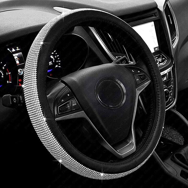 s 10 handy car accessories you ll need this winter, Crystal Bling Steering Wheel Cover