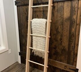 blanket ladder with copper accents