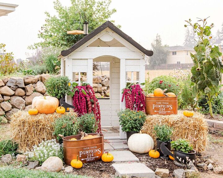 casinha de fazenda moderna para crianas, Playhouse decorado para o outono