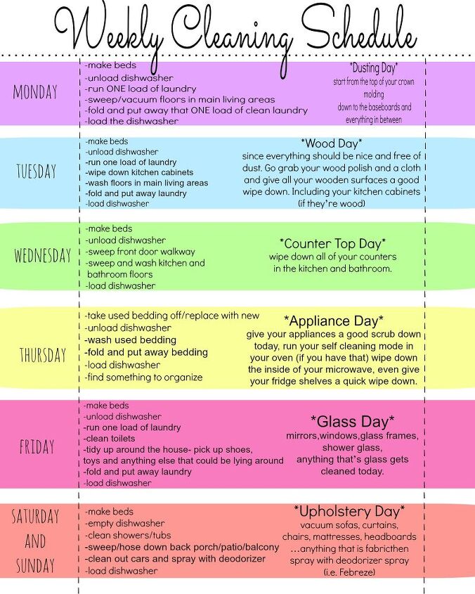 our best cleaning schedules and tips for the new year, Weekly Cleaning Schedule Printable