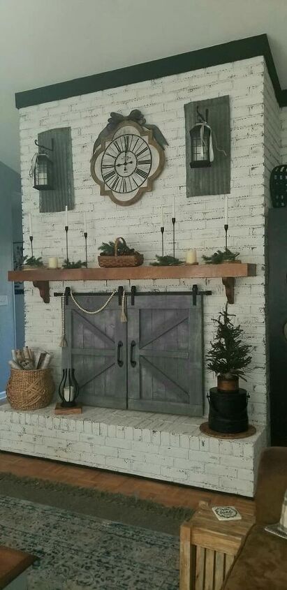hubby made barn doors for our fireplace