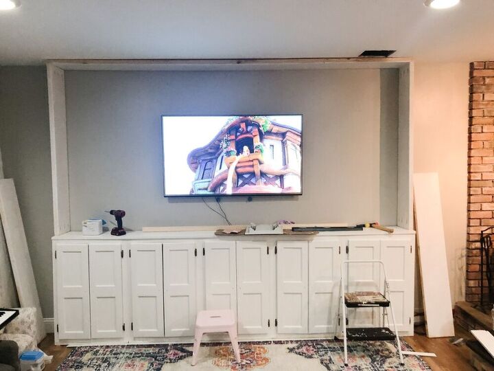 diy tv built ins from facebook marketplace cabinets