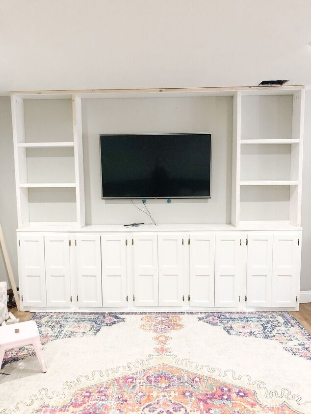 diy tv built ins from facebook marketplace cabinets