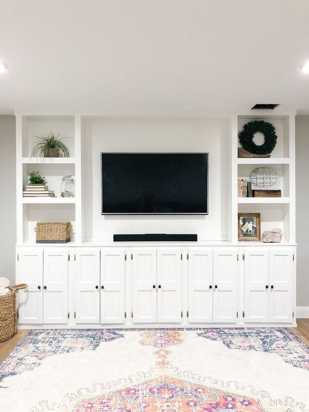 diy tv built ins from facebook marketplace cabinets