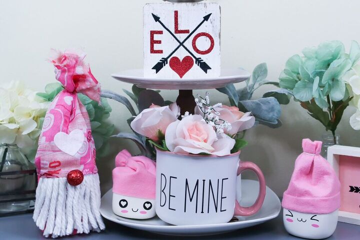 simple valentines gnome plus tiered tray wood sign diy