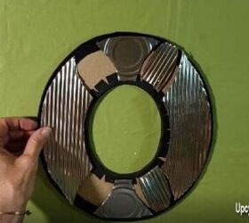diy metal framed mirror upcycled tin cans