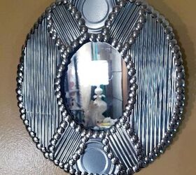 diy metal framed mirror upcycled tin cans