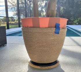 How can I waterproof rope-covered outdoor planters?