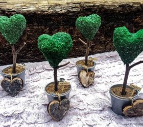 25 sweet valentine s day ideas you should start saving for february, Faux Heart Topiary Place Card Holders DIY