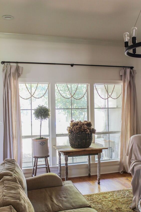 20 ways to make your windows look great without curtains or blinds, DIY Woodbead Window Garland