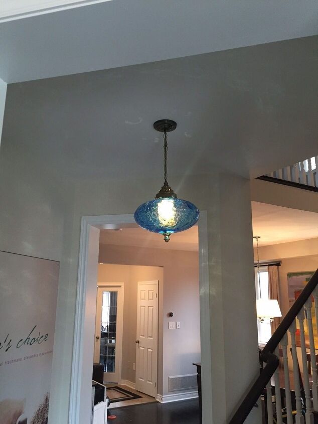 upcycling a beautiful antique blue glass pendant lamp