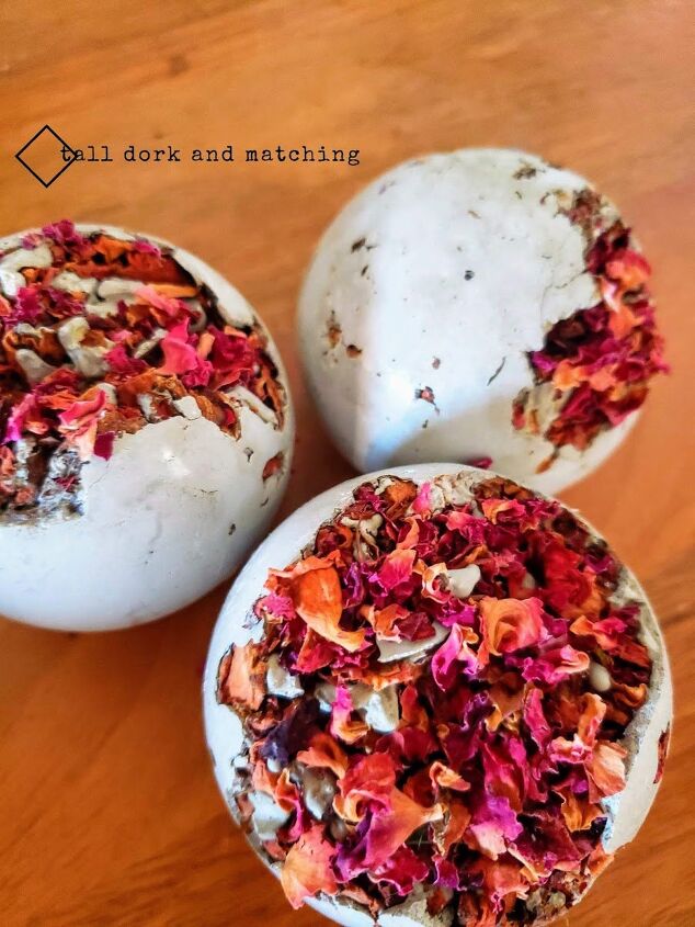 14 ways to use your valentine s day bouquet instead of throwing it out, Rose and Cement Ornamental Balls