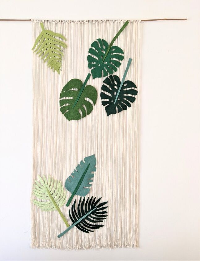 s 25 ways to make your home feel warm inviting after the holidays, Tropical Felt Leaves Wall Hanging DIY