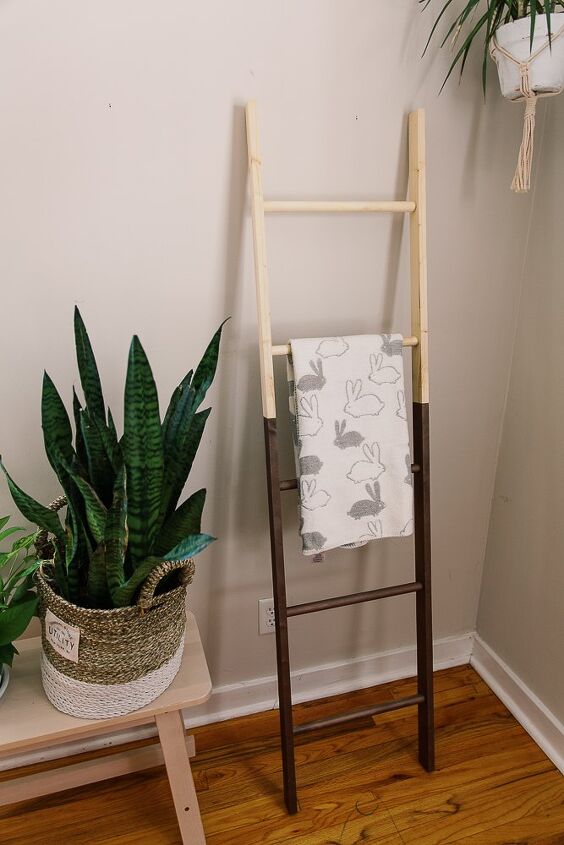 s 30 ways to get anthropologie style decor on a walmart budget, Trendy DIY Blanket Ladder