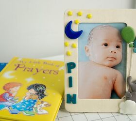 Upcycle - Idea de marco de fotos de bebé con arcilla de ave