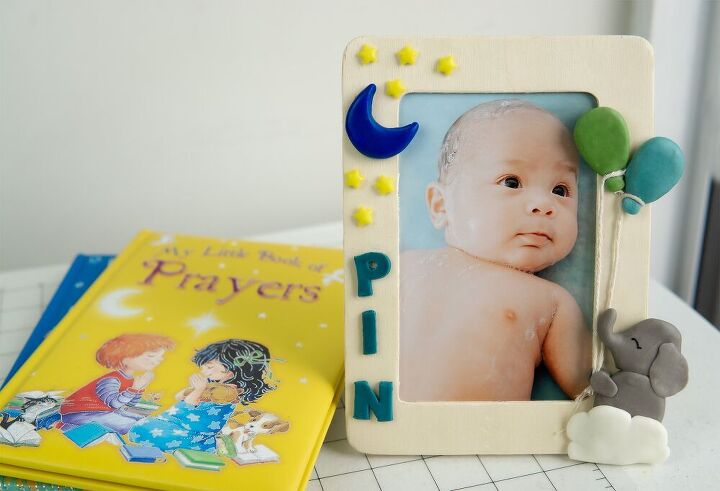 upcycle baby photo frame idea with airdry clay, And that s my cute nephew