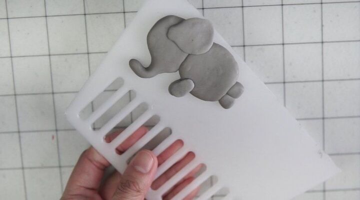 upcycle baby photo frame idea with airdry clay, Elephant is done