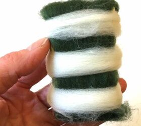 how to make felted soap, This soap was felted in stripes using green and white wool