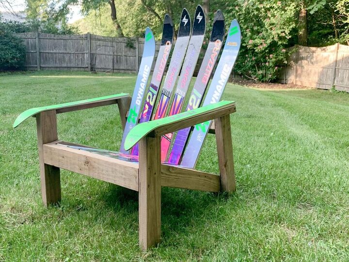 how to build an outdoor adirondack chair made from skis