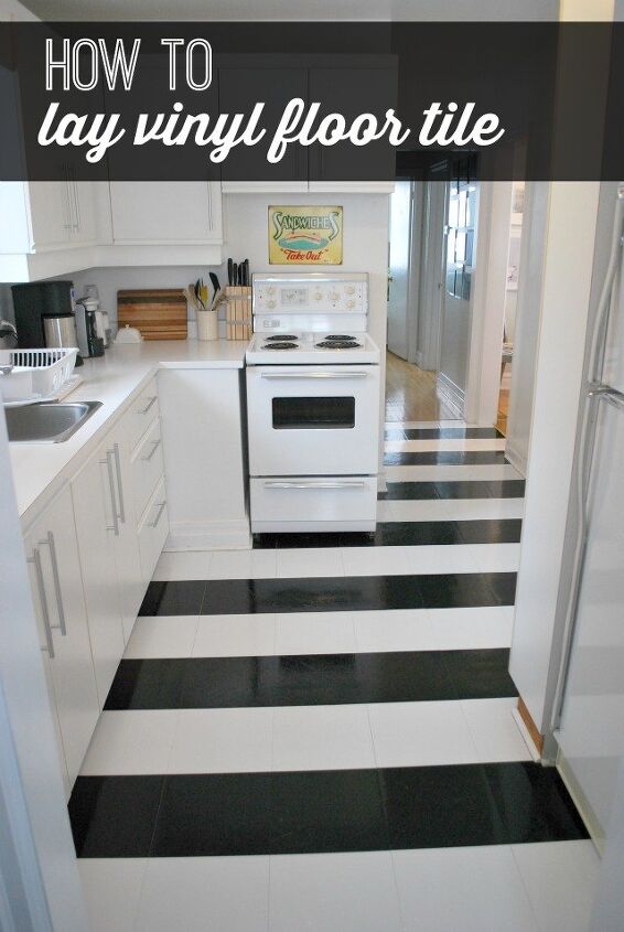 25 mejoras en la cocina que harn que la gente diga guau, C mo colocar suelos de vinilo en blanco y negro en rayas