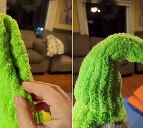 neon nubby knit gnomes, Create a pointy hat look and glue it