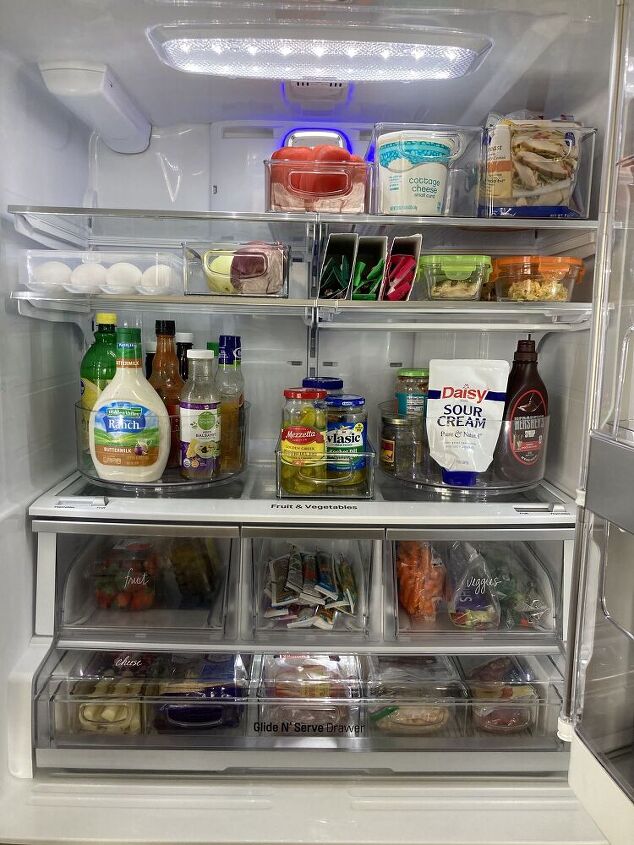 organizao de geladeira, Ajuste prateleiras e itens separados