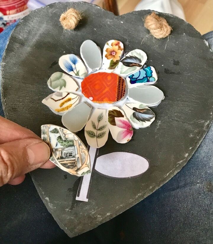 como fazer um corao de porcelana velha e arte de quintal, folha de porcelana