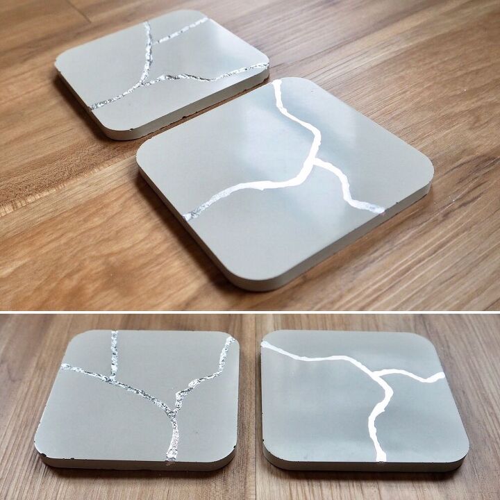 How to Make Easy DIY Kintsugi Coasters Using Concrete | Hometalk