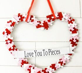 create puzzle piece valentine heart wreath