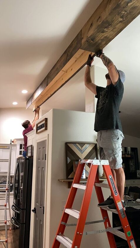 how to diy a faux wood beam