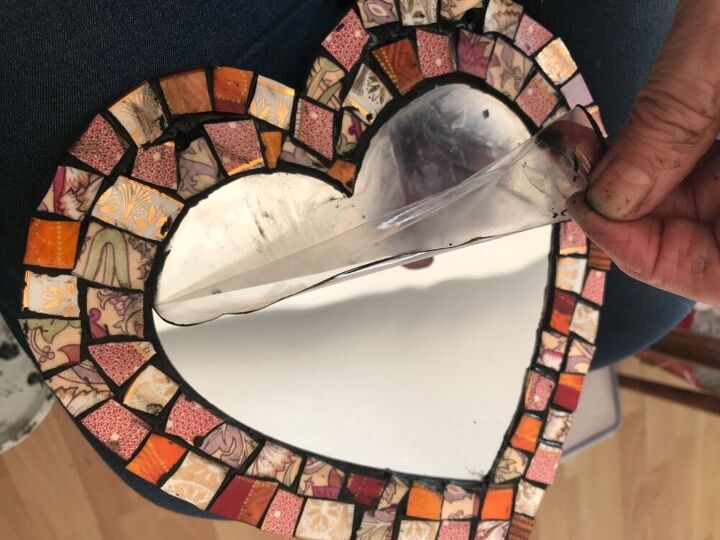 how to transform your old crockery into a beautiful mirror frame, Peel film off