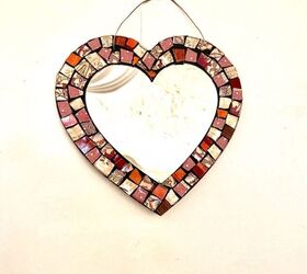 how to transform your old crockery into a beautiful mirror frame, Love heart mirror
