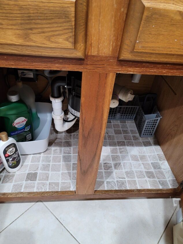 how i used linoleum floor tiles to line my kitchen shelves