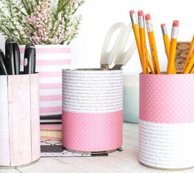 s 25 sweet upcycles that made us smile this month, Pretty Tin Can Organizers