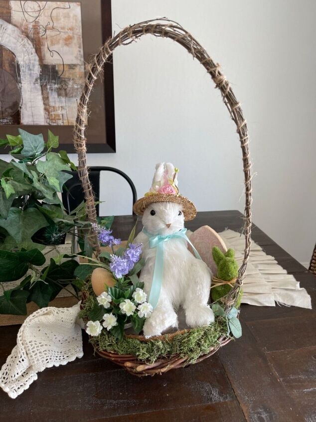 nature faux easter basket with dollar tree items