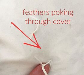 Feathers poking through outlet pillow