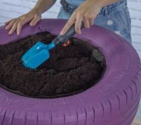 Fill an old tire with soil for this beautiful spring addition