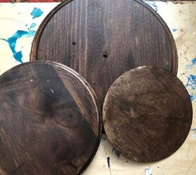 Use wooden circles to create a designer countertop look on an $8 budget