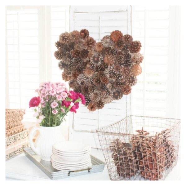 how to make a valentines day wreath with pinecones