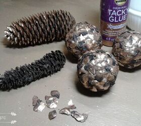 creating decor orbs from styrofoam balls, Pine Cone Orbs