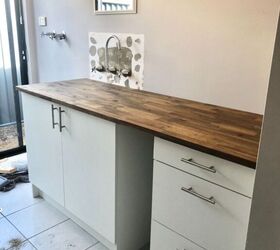 laundry makeover, Benchtop cut to size