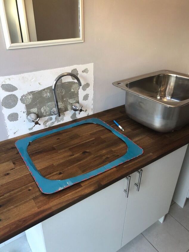 laundry makeover, Template for marking out the sink