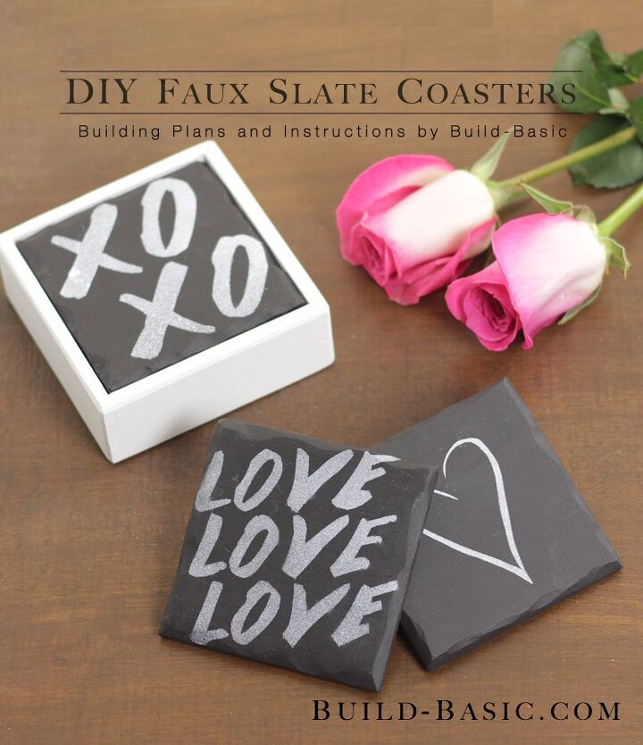 s 20 valentine s day gifts you can make for under 20, DIY Faux Slate Coasters ValentinesDay