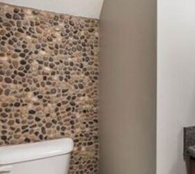 How can I update this pebble rock wall in my bathroom?