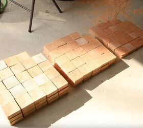 She hangs 200 wooden blocks behind her bed to create this gorgeous accent