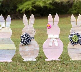 9 cute ways to decorate your front porch for easter, 8 Standing pallet bunnies