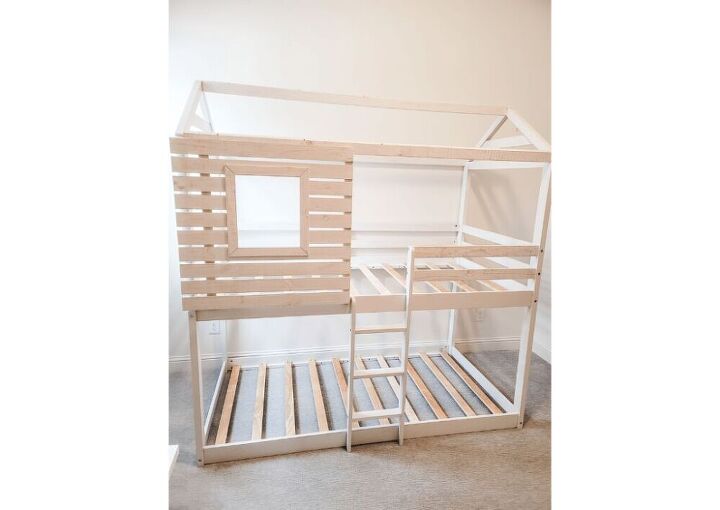 diy farmhouse bunk bed 804 sycamore, Assembled bunk bed without the roof